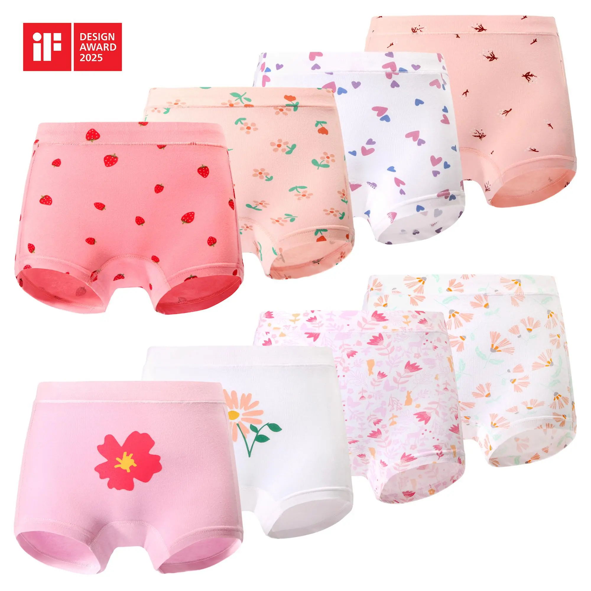 Dorsill Girls’ Underwear 8-Pack, Soft Combed Cotton Boxer Briefs or Briefs, Breathable Everyday Panties with Comfortable Wide Waistband, Sizes 3T–12, Kid, Children