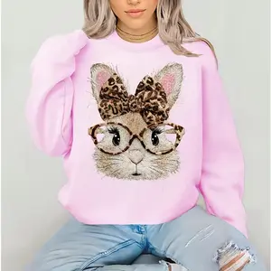 Sophia the Brown Furry Bunny Crewneck Sweatshirt Everyday Style Super Soft Unisex Fit Streetwear Graphic Top warm Womenswear Casual Printed Long Sleeved