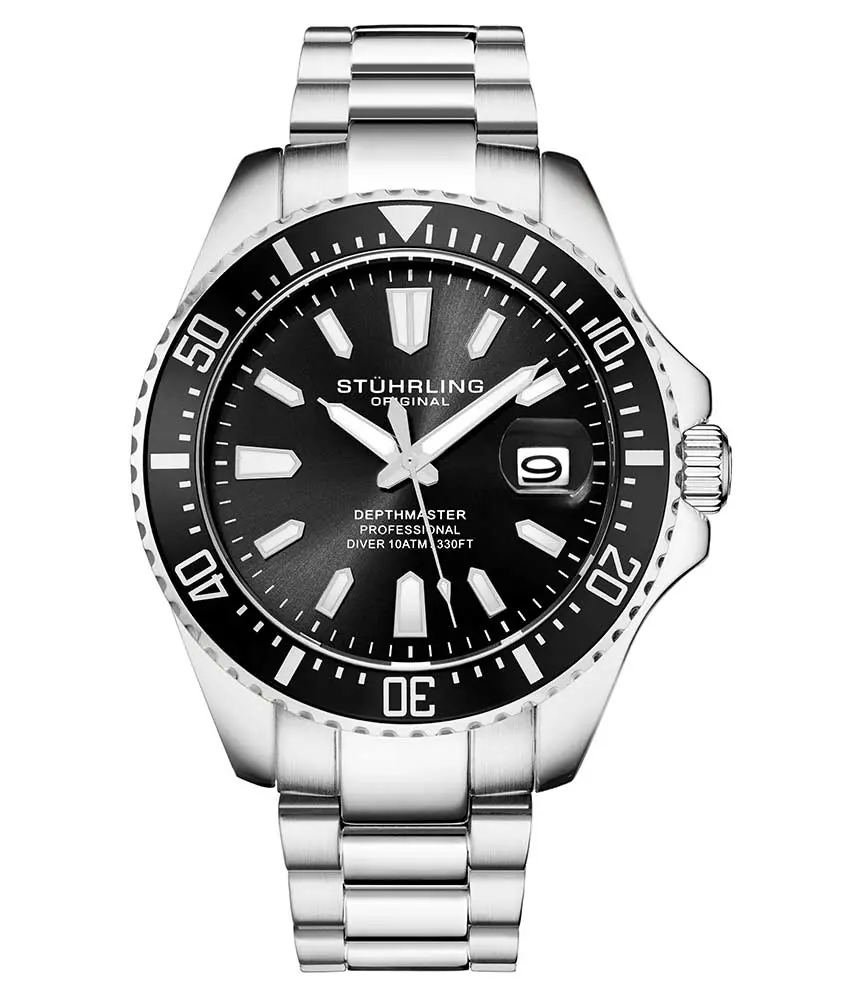 Men's Stylish Diver Watch, 42mm Stainless Steel Luminous Watch with Japanese Quartz Movement, 100m Waterproof for Swimming and Snorkeling, Stainless Steel Watch, Luminous Waterproof Watch