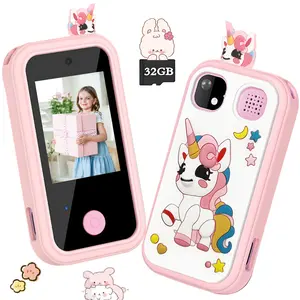 Fun & Cute Kids Smart Phone Toys for Girls Age 3-9, Easy-to-Use Touchscreen Dual Camera, Christmas Birthday Gifts, Toddler Learning Play Toy with Music Player, Compatible With 32GB Memory Card