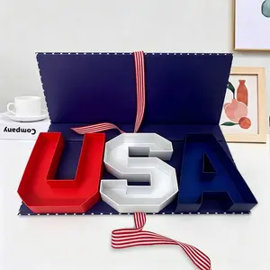 1count Usa Letter Rectangular Flip Box, Creative Holiday Flower Packaging Gift Box, Empty Box for Festival Decor and Celebrations