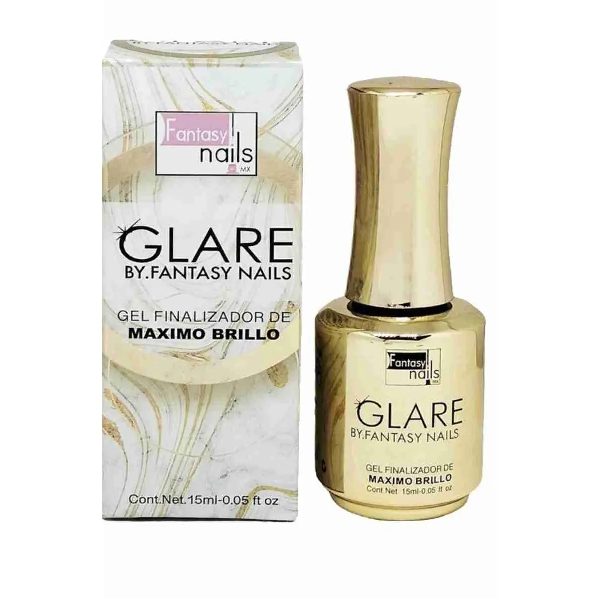 Fantasy Nails Glare Top Finish Gel, 15ml Non-Wipe UV Gel Top Coat for a Professional High-Glare Glossy Polish Finish, Gel Top Coat Uv