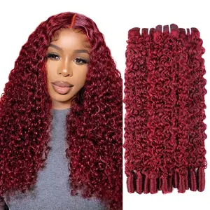 Msgem Hair 16A Burmese Curly Bundles Human Hair Material 100% Human Hair 99J Color Burmese Curly with Spiral End Wave Extensions 3 Pcs  #SummerVibesLot 4Pcs Lot Burmese Hair