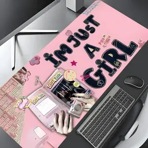 I'm Just a Girl Pattern Mouse Pad, Rectangle Gaming Mouse Pad, Non-slip Mousepad, Office Desk Keyboard Mouse Mat, Office Desk Accessories for Home Office Game Room Desk