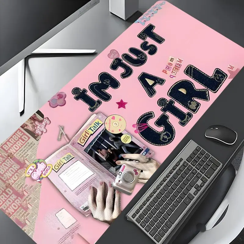 I'm Just a Girl Pattern Mouse Pad, Rectangle Gaming Mouse Pad, Non-slip Mousepad, Office Desk Keyboard Mouse Mat, Office Desk Accessories for Home Office Game Room Desk, Fun Desk Supplies, Desk Gadgets, Computer Desk Accessory
