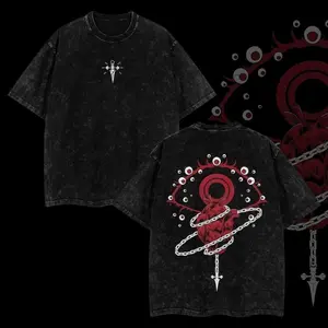 Kurapika Anime Shirt, Hunter x Hunter Inspired Tee, Scarlet Eyes Chain User Graphic Shirt, Phantom Troupe Revenge Design, Vintage Washed Streetwear, Unisex Oversized Tee, Soft Cotton Blend, Breathable Comfort, Classic Cuts, Always On Point