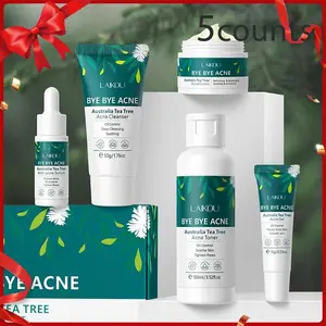 Tea Tree Facial Skin Care Kit, Comfort Oil Control Skin Soothing Skin Care Kit, Including Cleanser, Serum, Gel, Toner, Cream, Serum Set