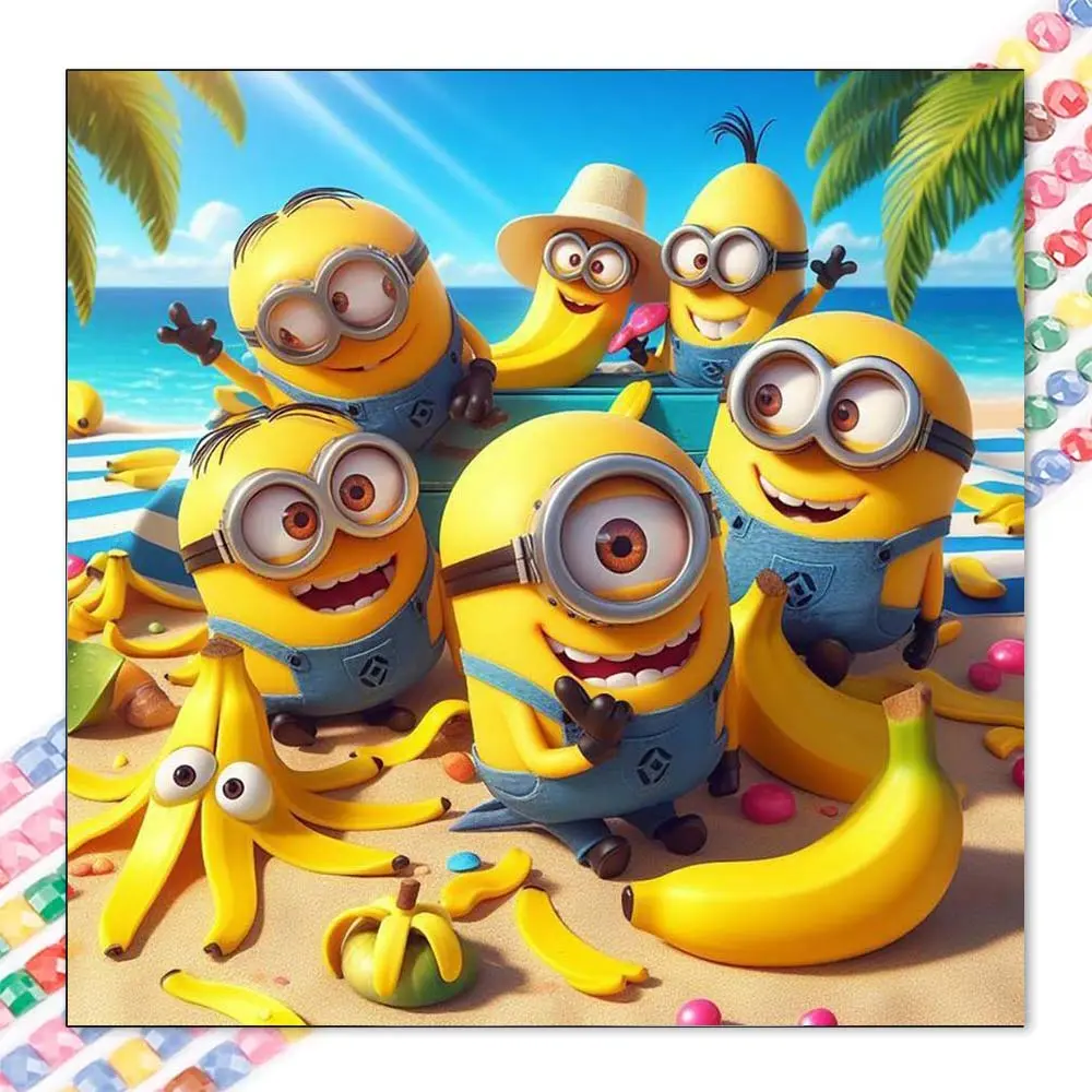 1 set of DIY diamond painting kit, 5D diamond art set, DIY decoration Minions, beach, banana mosaic, diamond art, DIY art home decor.