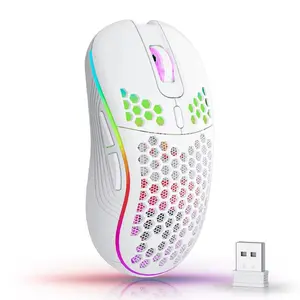 SZKOSTON 2.4G Wireless Gaming Mouse with RGB Backlit 6-Button 3-Speed DPI Type C Rechargeable Ergonomic Honeycomb Design for Windows Mac Linux