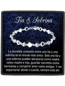 To Aunt & Niece Interlocking Heart Tennis Bracelet Christmas/New Year/Birthday Sentimental Present Niece Growth Gift From Aunt