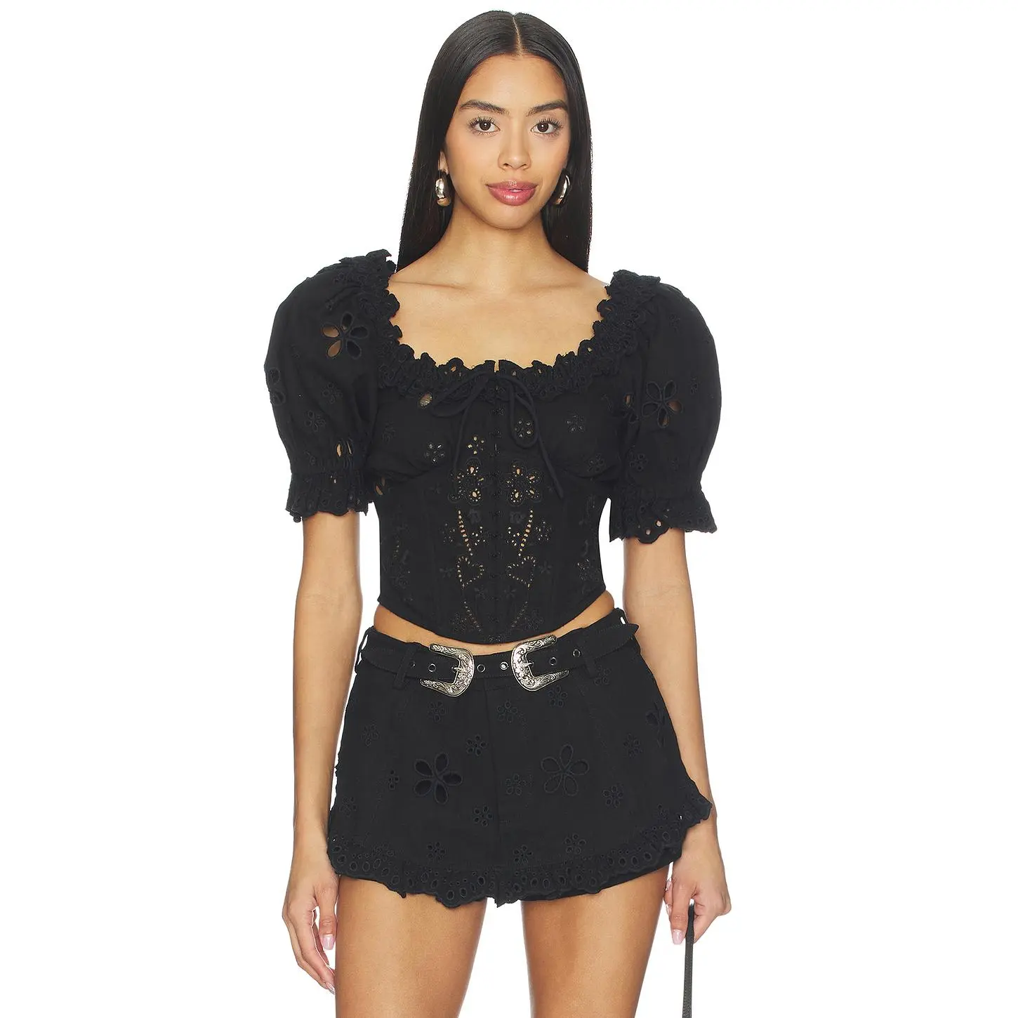 For Love & Lemons Yasmin Top in Black