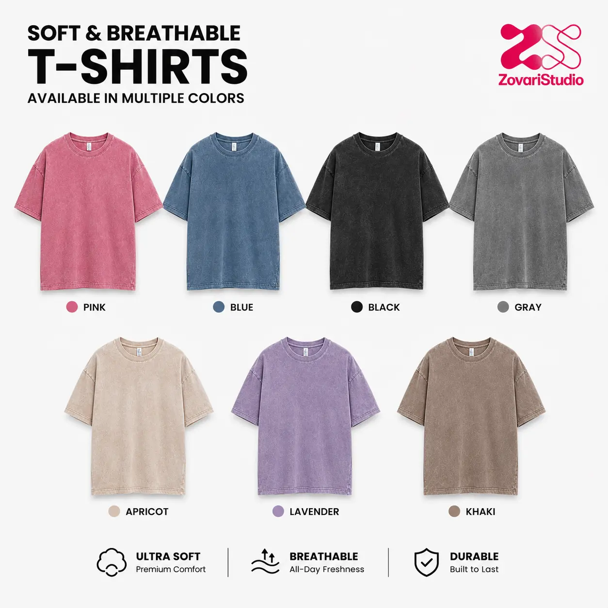 2-Pack Washed Oversized T-Shirts for Men & Women, Vintage Casual Crew Neck Short Sleeve Tees, Soft Breathable Unisex Everyday Tops