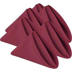 6-Pack Wine Fabric Napkins, Multiple Sizes 12/14/17 Inches, Solid Color Washable Polyester Placemats, Ideal for Dinner Parties Wedding Banquets