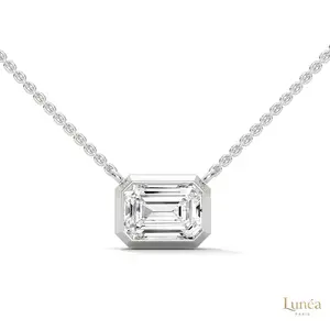 0.75 CT. Emerald-Cut Lab Diamond Pendant | Lab Grown | 14K Gold & Platinum