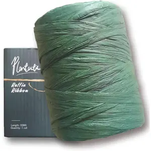 Raffia Paper Ribbon for Gift Wrapping/DIY Decoration, 328 Feet 1 Roll (Dark Green)