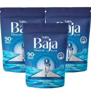 Saltix Baja Mineral Sea Salt – Fine Grain, 1.5 Lbs, 160+ Servings – 100% Natural & Unrefined, Hand-Harvested from the Sea of Cortez – Mineral Rich, Low Sodium, Perfect for Cooking, Finishing & Hydration (1/2 lb 3 pack)