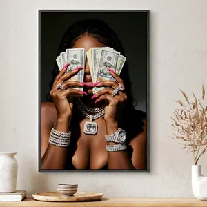 Money Wall Art Print, Luxury Lifestyle Fashion Poster, Glam Photography Decor, Modern Rich Girl Aesthetic Artwork for Bedroom & Beauty Room