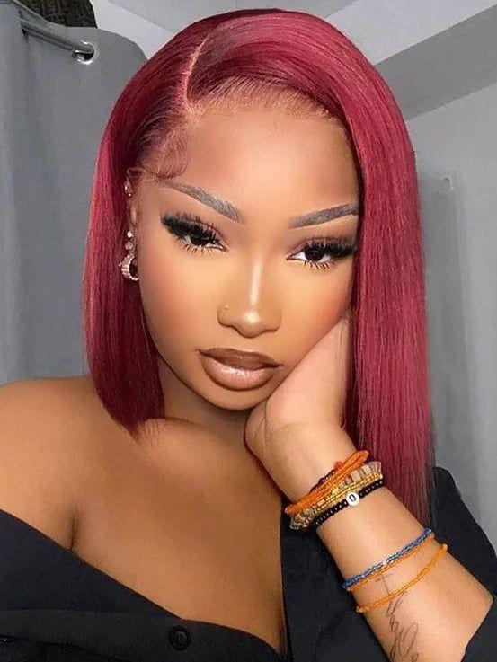 AliPearl Hair 99J Burgundy Color Ready To Go Glueless Bob Wig Short Straight 5x5 Closure Bob Wig Human Hair Pre Bleached Pre Plucked FallFreshness