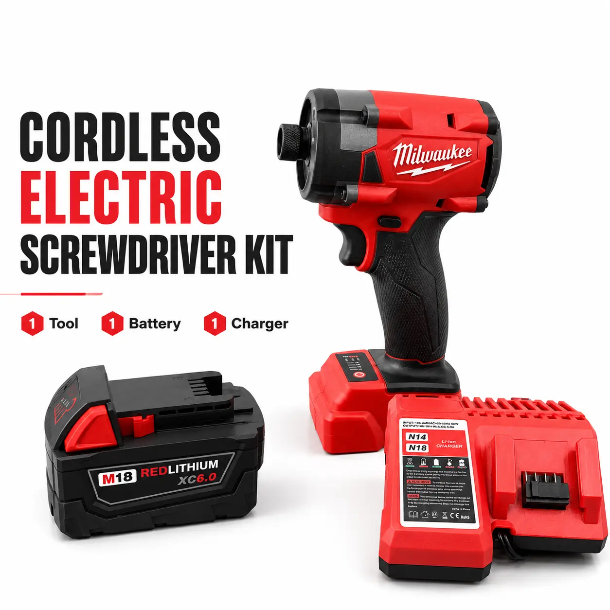 Milwaukee 18V Lithium Brushless Cordless Drill - High Torque Compact Electric Screwdriver, Cordless Screw Gun with Batteries for Drilling Holes, Boosted Longevity, Lithium-Ion