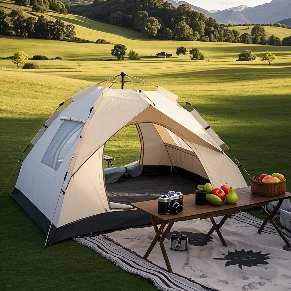 Automatic Pop-Up Camping Tent, Portable Foldable Outdoor Tent, Sun, Rain and Wind Protection for Family Camping, Travel and Backyard Gatherings