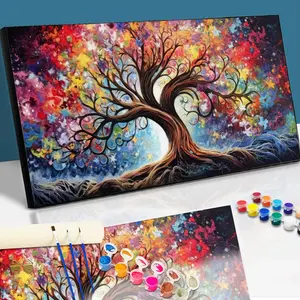 Paint By Numbers Kit for Adults Beginners - 35.5x15.8in/90x40cm Color Canvas, Easy DIY Colorful Trees Acrylic Painting Set - Wall Decor for Living Room and Bedroom, Creative Gift for Birthday, Mother's Day and Christmas, Without Frame