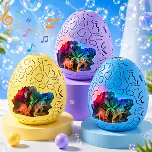 Dinosaur Egg Bubble Machine for Kids, Automatic Bubble Maker with LED Lights and Music, Rechargeable Bubble Blower Toy for Outdoor Party Summer Gift