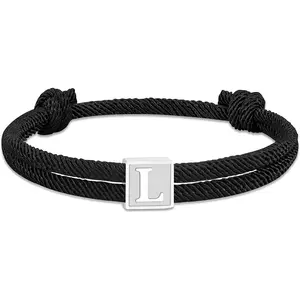2025 Graduation Gifts, Rope Initial Bracelet for Men, Stainless Steel A-Z Letter Charm Bracelet, Handmade Braided Men Wrist Adjustable 7-13 Inches Letter Link Jewelry Father's Day Graduation Easter Basket Stuffer Gifts