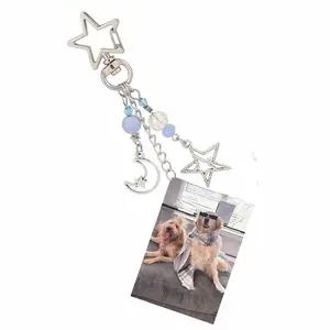 Custom photo star and moon keychain