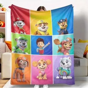 Paw Patrol Flannel Blanket Cartoon Pups Print UltraSoft Cozy Lightweight Warm for Couch Sofa Bed Travel Camping Home Decor Birthday Gift Holiday Present Movie Nights Relaxing Afternoons