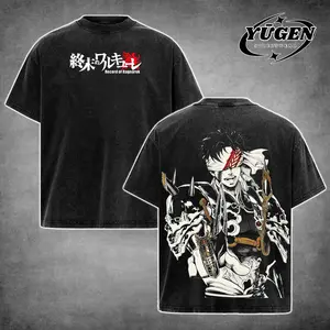 [Yūgen Store] Qin Shi Huang x Record of Ragnarok Vintage Washed T-Shirt – Double Printed Retro Anime Graphic Tee, Heavyweight Cotton Oversized Unisex Streetwear, Gift for Anime Fans