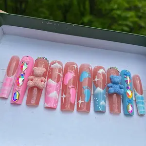 What Will It Be | Luxury Press On Nails | Gender Reveal Nails | Pink & Blue Nails | Baby Shower Nails | Kawaii Nails | Y2K Nails