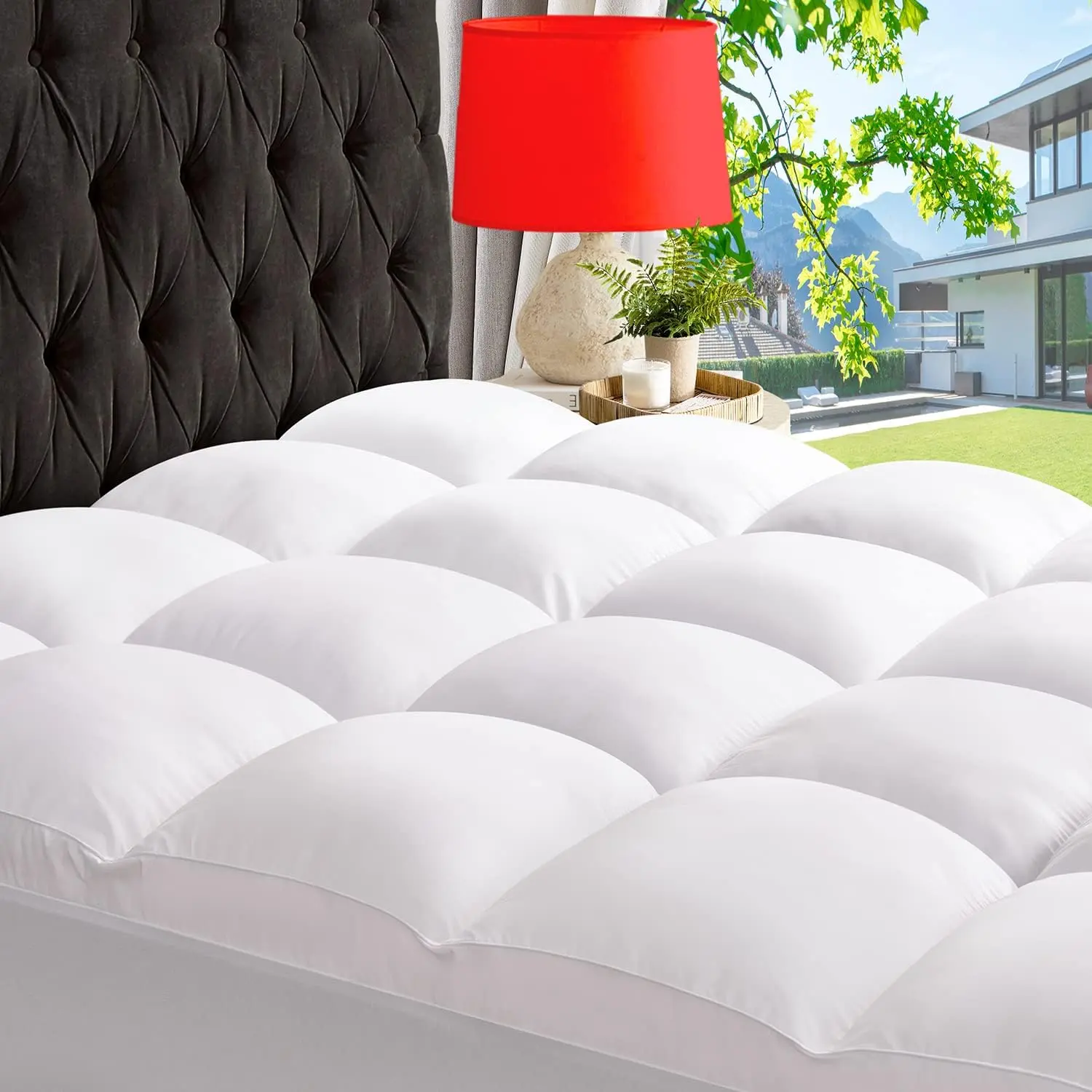 Instant Bed Makeover! Pillow Top Mattress Pad, Pressure-Relief Down Fill, Stays Put All Night, Perfect for Apartments & Dorms