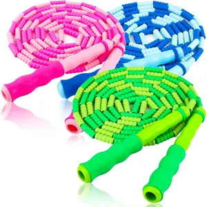 Adjustable 9Ft Segmented Soft Beaded Tangle Free Jump Rope for Kids 4-12 Years Women Men Fitness Weight Loss
