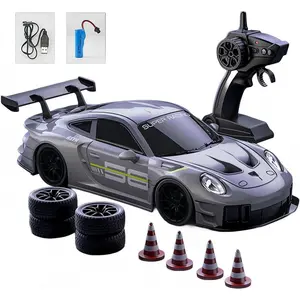 1:24 Scale RC Drift Car 4WD 2.4GHz 30KM/H High Speed Racing Sport Toy Cars with LED Lights, Racing Sports Toy Idea Gift for Adults Boys Girls and Kids, Valentine's Day and New Year's gift (Gray and Blue)