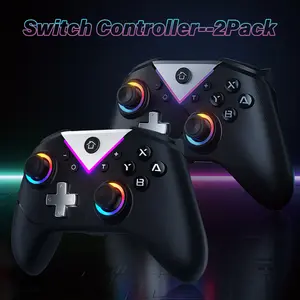 Switch Controller Button RGB - Wireless Pro Controller Compatible with PC/Switch/Steam, Multi-Platform Windows PC/IOS/Android Controller with 11 Light Mode/Programmable/Vibration/Turbo/Wakeup Accessories