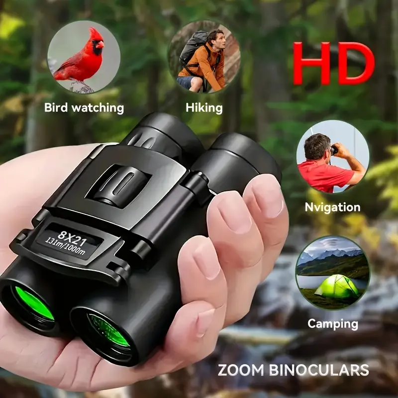 8X21 Mini Pocket Binoculars Small Compact Lightweight Binoculars for Concert Theater Opera Folding Binoculars W/Fully Coated Lens for Travel Hiking Watching Bird (0.38Lb)