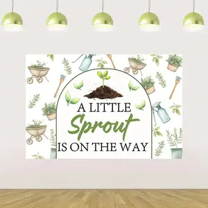 1Set Greenery Sprout Backdrop 3x5ft A Little Sprout is On The Way Background Spring Garden Farm Themed Baby Shower Gender Reveal Birthday Party Decoration Decors