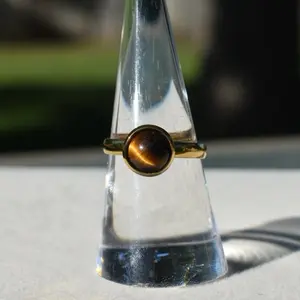 8mm Adjustable Gemstone Ring Stainless Steel