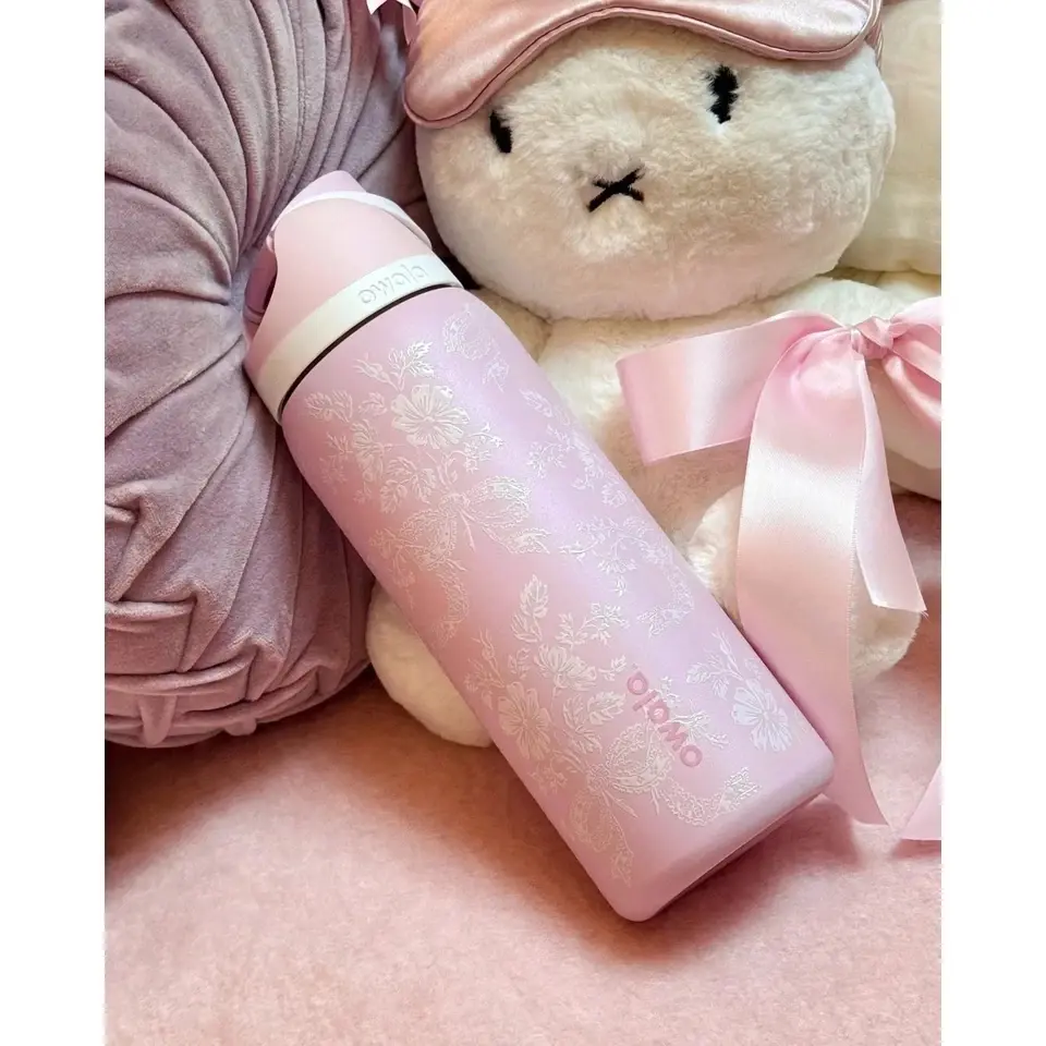 Owala FreeSip Water Bottle 24oz 32oz, Pink Glitter Insulated Stainless Steel Bottle with Straw, Leakproof Reusable Bottle
