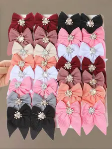 8-Piece Artificial Pearl Rhinestone Butterfly Hair Clip Set, Colors, Girls Women Accessories for School Party Daily Wear Flat Hair Clips, Super Cute Clips, Barrettes