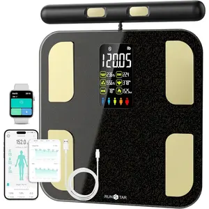 Scale for Body Weight, RunSTAR 8 Electrodes High Accurate Rechargeable Composition Analyzer with BMR Index Body Fat Digital Scale Composition Muscle & Fat Measurement Large Display 400lb