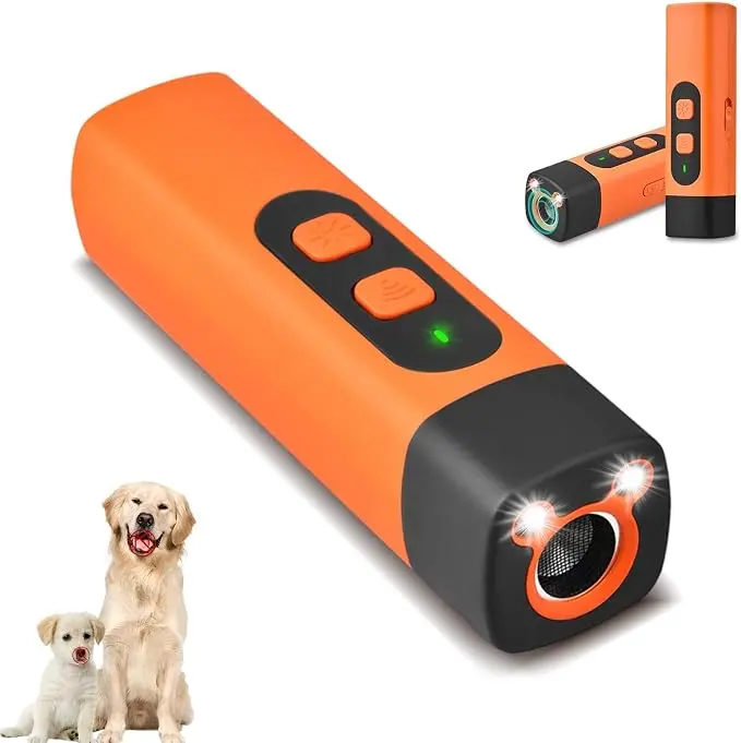 Rechargeable Ultrasonic Dog Training Device with LED Flashlight, Professional Sonic Emitter for Dog Behavior Training, 30FT Range Anti Barking Tool, Portable Pet Trainer for Obedience Practice, Outdoor Walks, Home Use and Pet Care