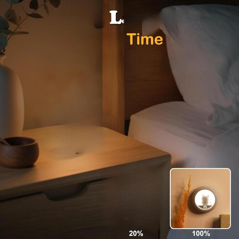 [New deal] - Cat Motion  Night Light, Cute Cat Magnetic LED Rechargeable Lamp with Dimmable, Portable Room Bedroom Bathroom Kitchen Wardrobe Stair Locker Wall Decor Lamp for Kid Teen(White x 2)