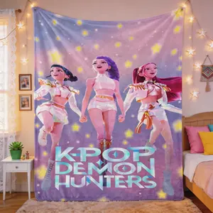 K-Pop Devil Hunter Anime Plush Blanket, Soft and Comfortable Flannel Blanket, Modern and Comfortable Travel Sofa Bed Office Decoration, The Perfect Birthday Gift for Boys, Girls and Adults, Warm Nap Blanket.