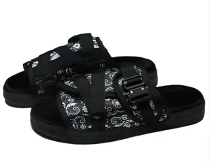 Bandanna Paisley Print Slide Sandals for Men and Women – Custom Paisley Design with Adjustable Straps, Arch Support & Slip-Resistant Sole, Perfect for Wide or Narrow Feet, Stylish Casual Footwear for Everyday Wear