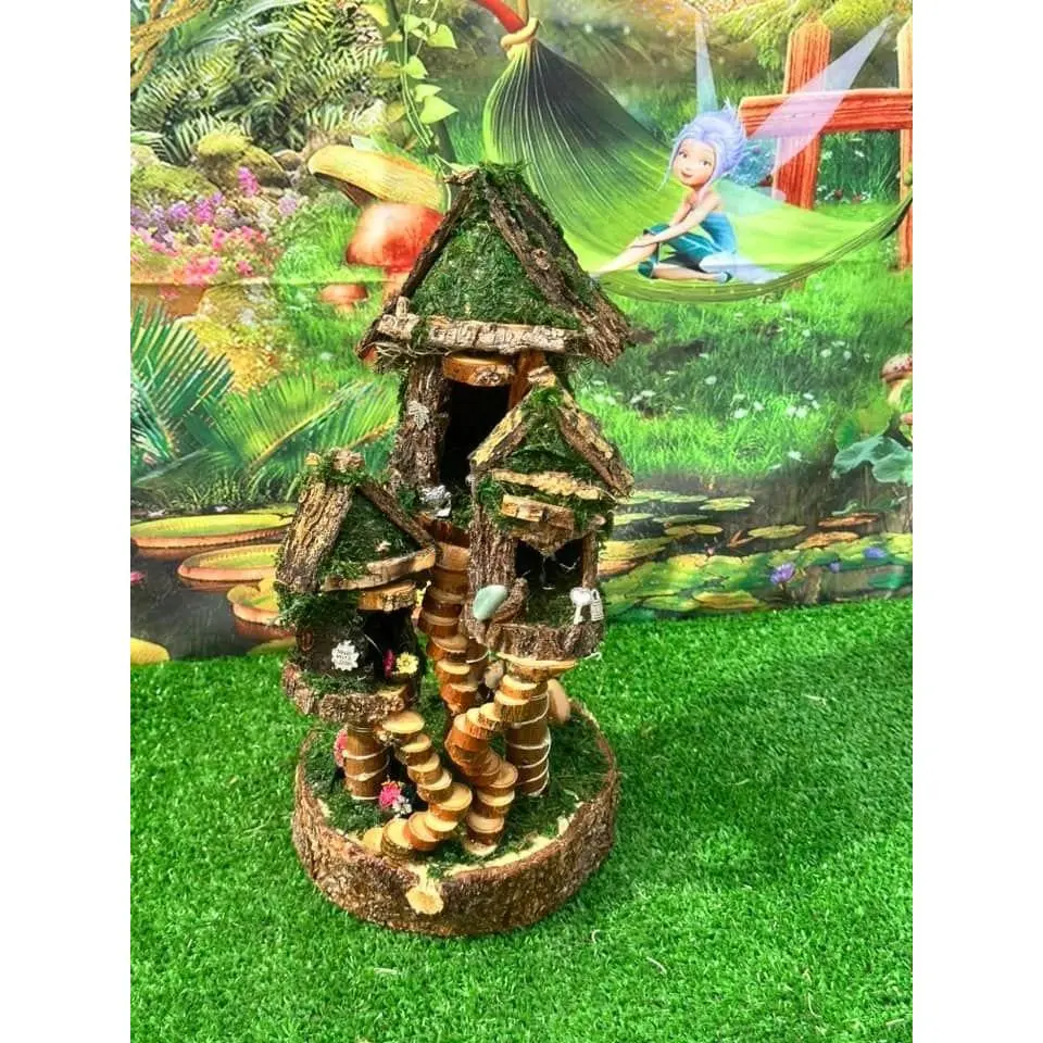Lovely Mini Fairy House Fairy Garden With Lights Fairy House In The Garden
