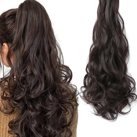 24 Inch Long Wavy Ponytail Extension with Claw Clip, Natural Fluffy Hairpiece for Women, Synthetic Hairpiece for Daily & Party Hairstyle Ideas, Synthetic Ponytail Hairpieces