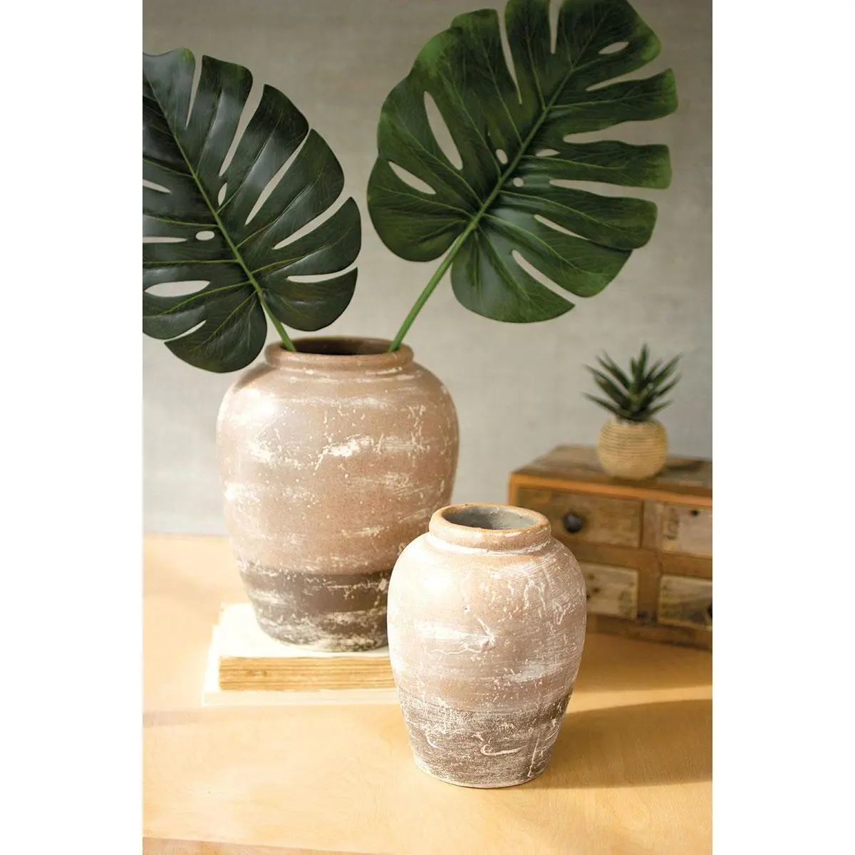 Set Of Two Ceramic Two Toned Urns