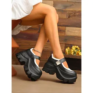 Women's New Thick Sole Casual Shoes, Height Increasing Design, Fashionable Velcro Closure, Perfect for Daily Outings & Parties