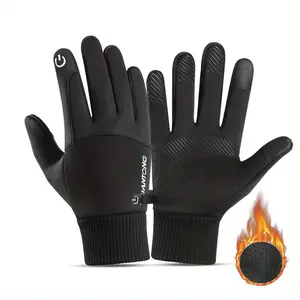 1 Pair Men and Women Autumn and Winter Plus Velvet Warm Windproof Touch Screen Outdoor Sports Gloves